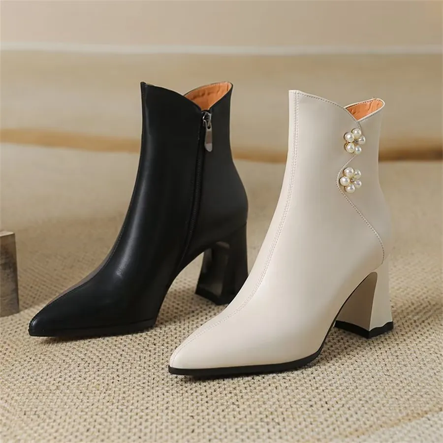 Elegant Zipper Pointed Toe Quilted High Heel Boots