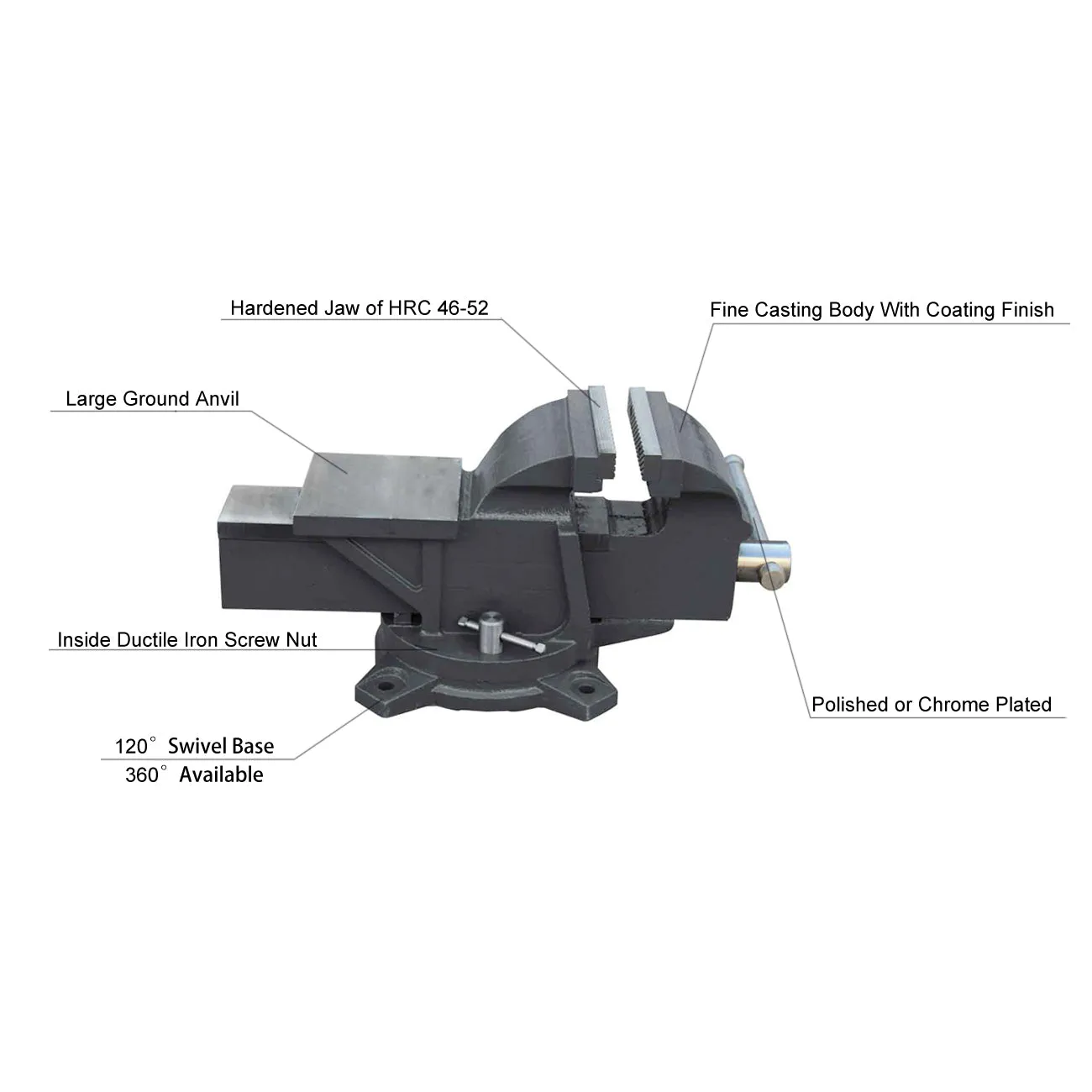 Free Shipping!!! HPS-125 Ductile Iron Heavy Duty Bench Vise